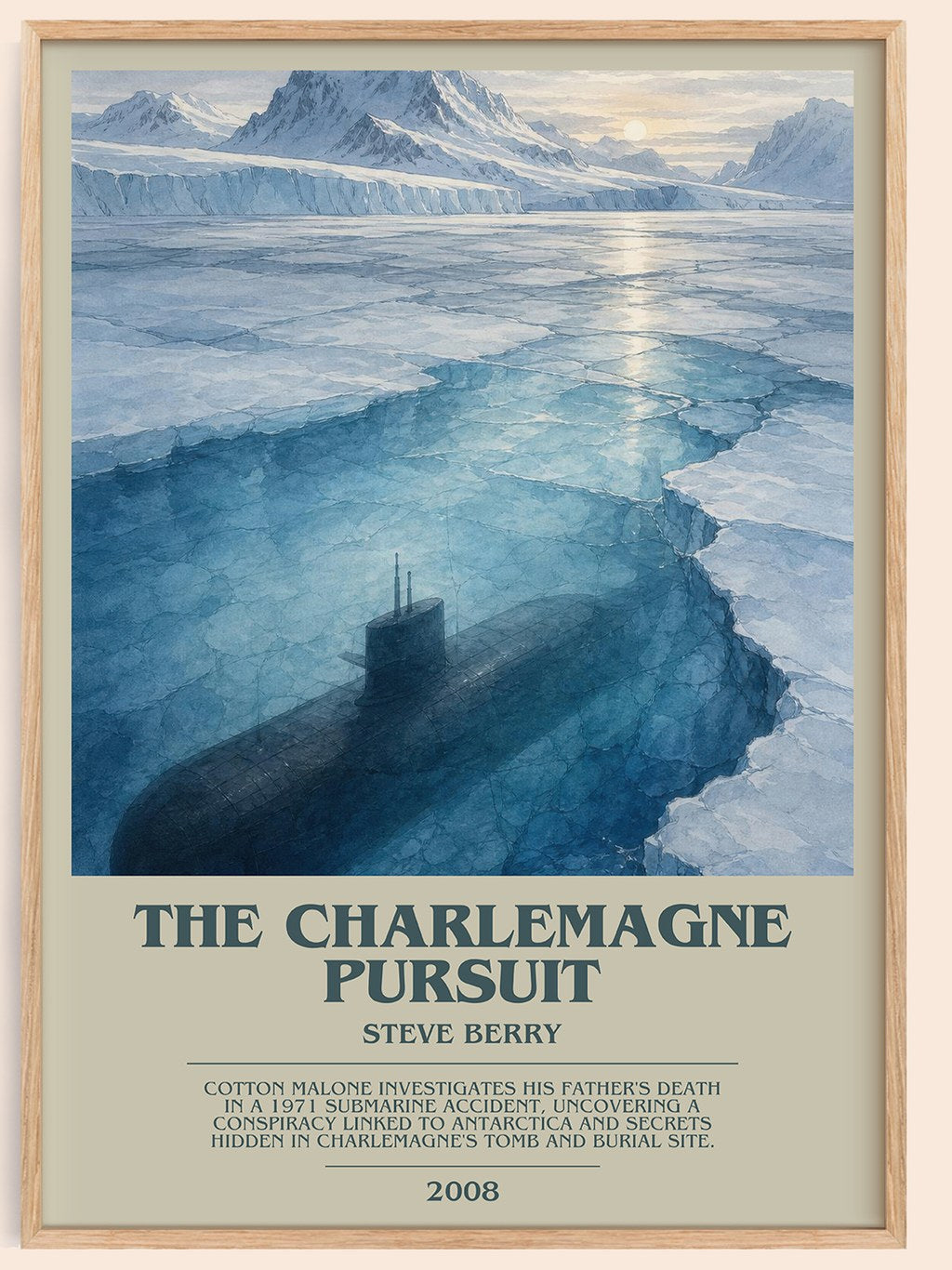 The Charlemagne Pursuit bookish book poster by Steve Berry – framed literary art print