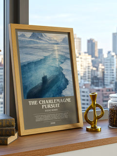 The Charlemagne Pursuit bookish print framed by window – literary home decor