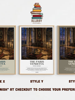 The Paris Vendetta bookish print in frame leaning in hallway – thriller wall art