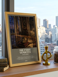 The Paris Vendetta bookish print framed by window – literary home decor