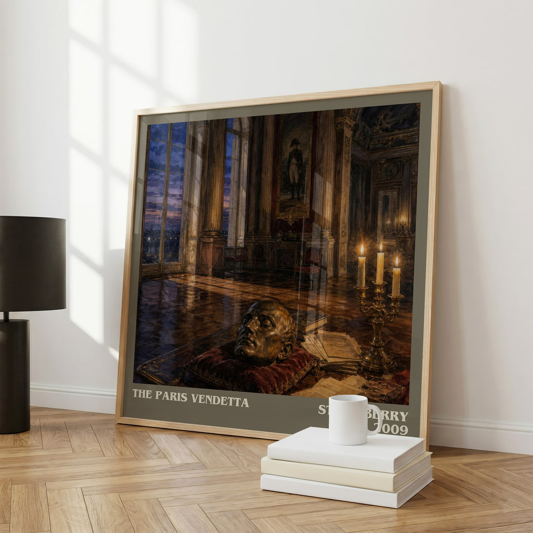 The Paris Vendetta literary print framed by window – literary home decor