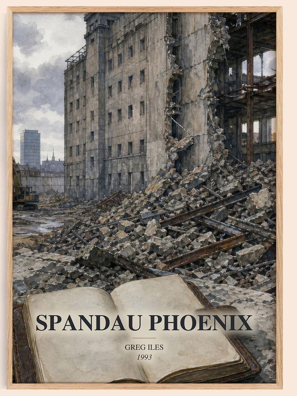 Spandau Phoenix watercolour book poster by Greg Iles – framed literary art print