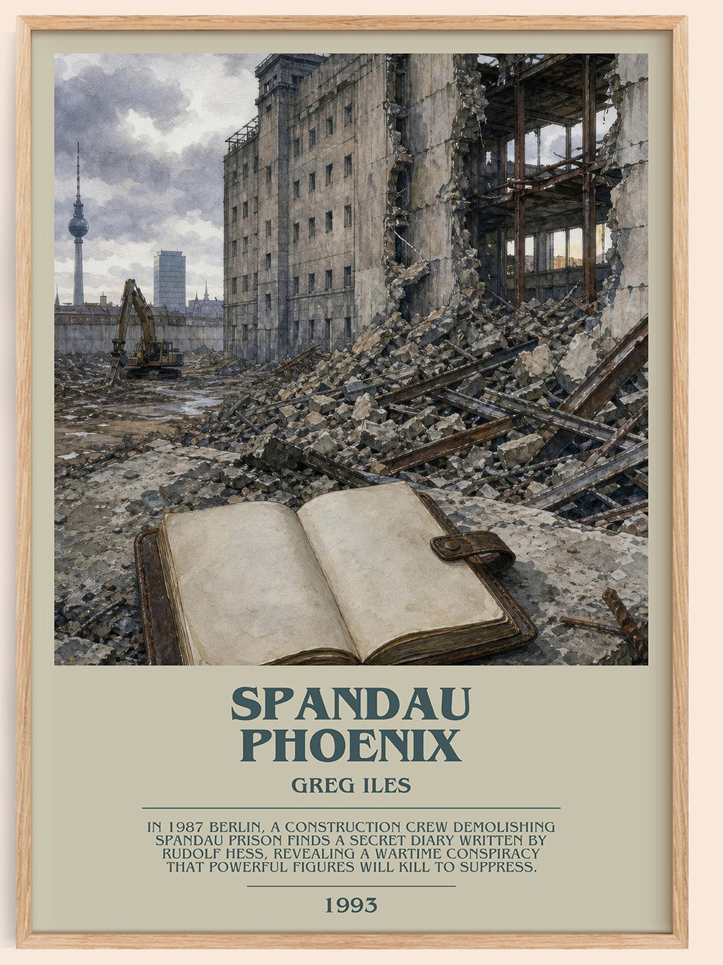 Spandau Phoenix bookish book poster by Greg Iles – framed literary art print