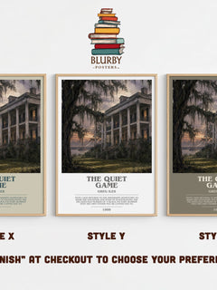 The Quiet Game bookish print in frame leaning in hallway – legal thriller wall art