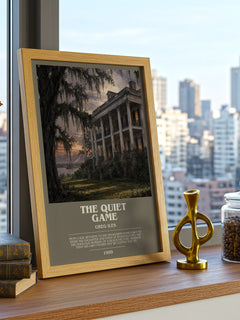 The Quiet Game bookish print framed by window – literary home decor