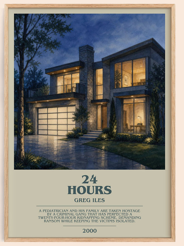 24 Hours bookish book poster by Greg Iles – framed literary art print