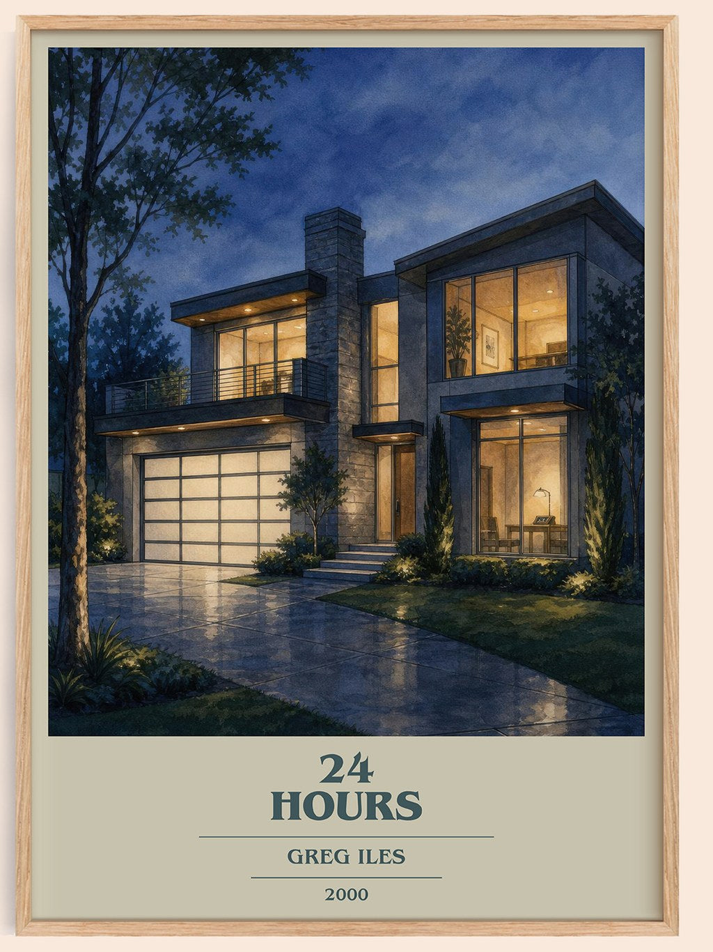 24 Hours book cover book poster by Greg Iles – framed literary art print
