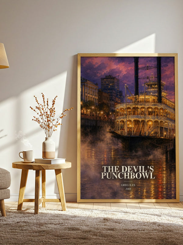 The Devil's Punchbowl watercolour print in frame leaning in hallway – legal thriller wall art