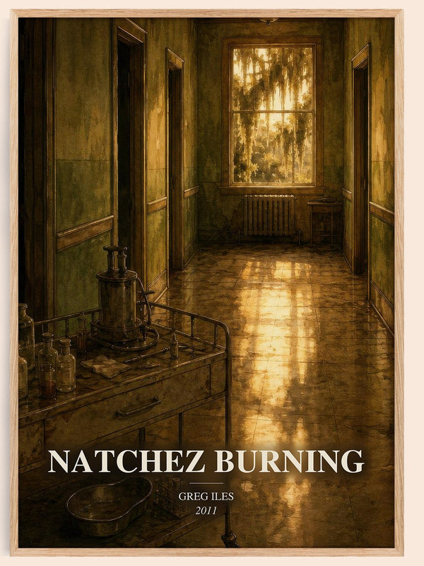 Natchez Burning watercolour book poster by Greg Iles – framed literary art print