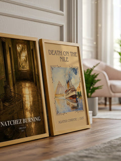 Natchez Burning watercolour print framed by window – literary home decor