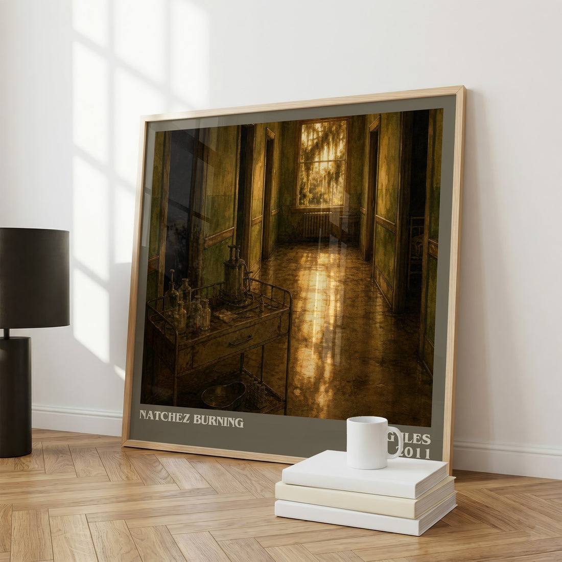 Natchez Burning literary print framed by window – literary home decor