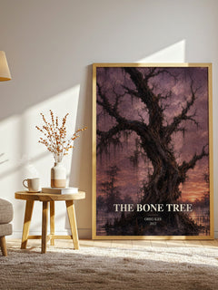 The Bone Tree watercolour print in frame leaning in hallway – legal thriller wall art