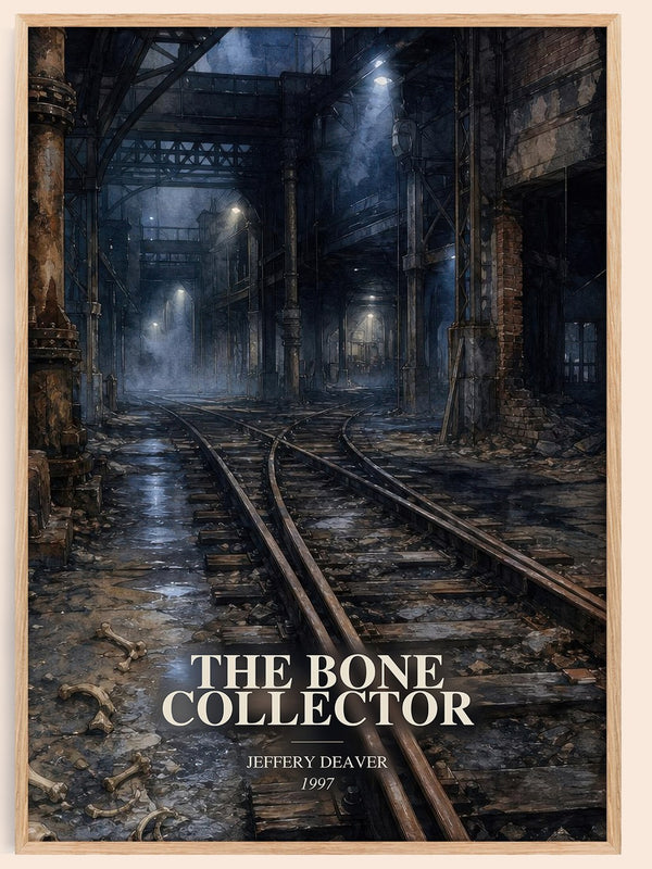 The Bone Collector watercolour book poster by Jeffery Deaver – framed literary art print
