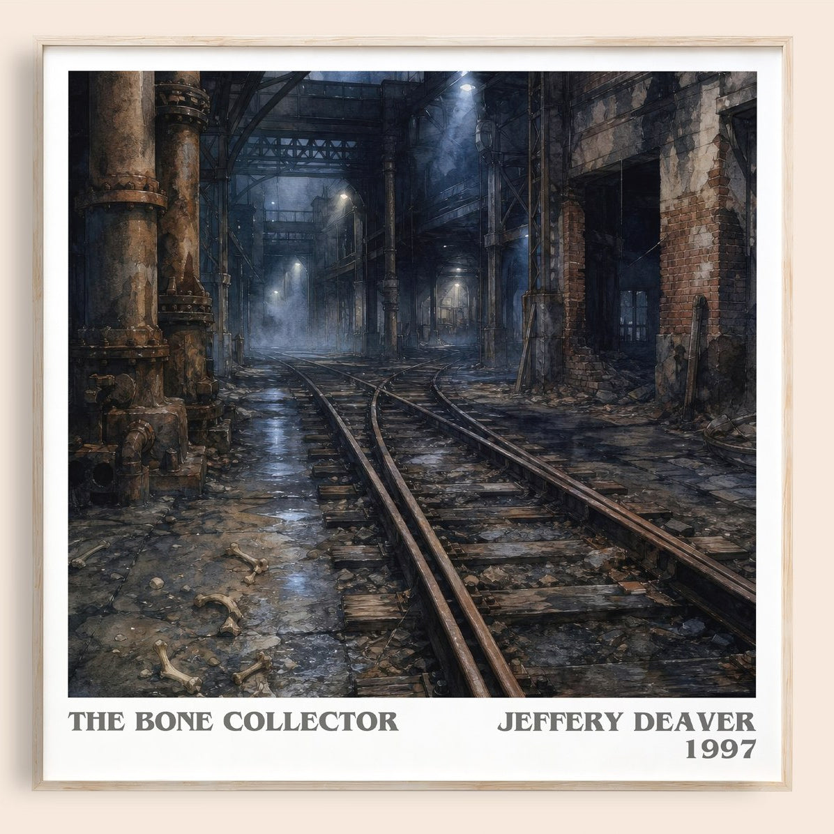 The Bone Collector literary book poster by Jeffery Deaver – framed literary art print