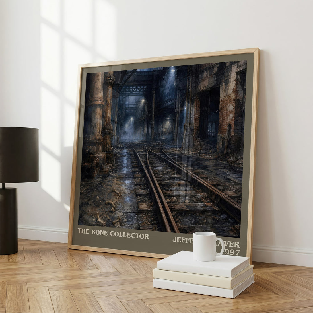 The Bone Collector literary print framed by window – literary home decor