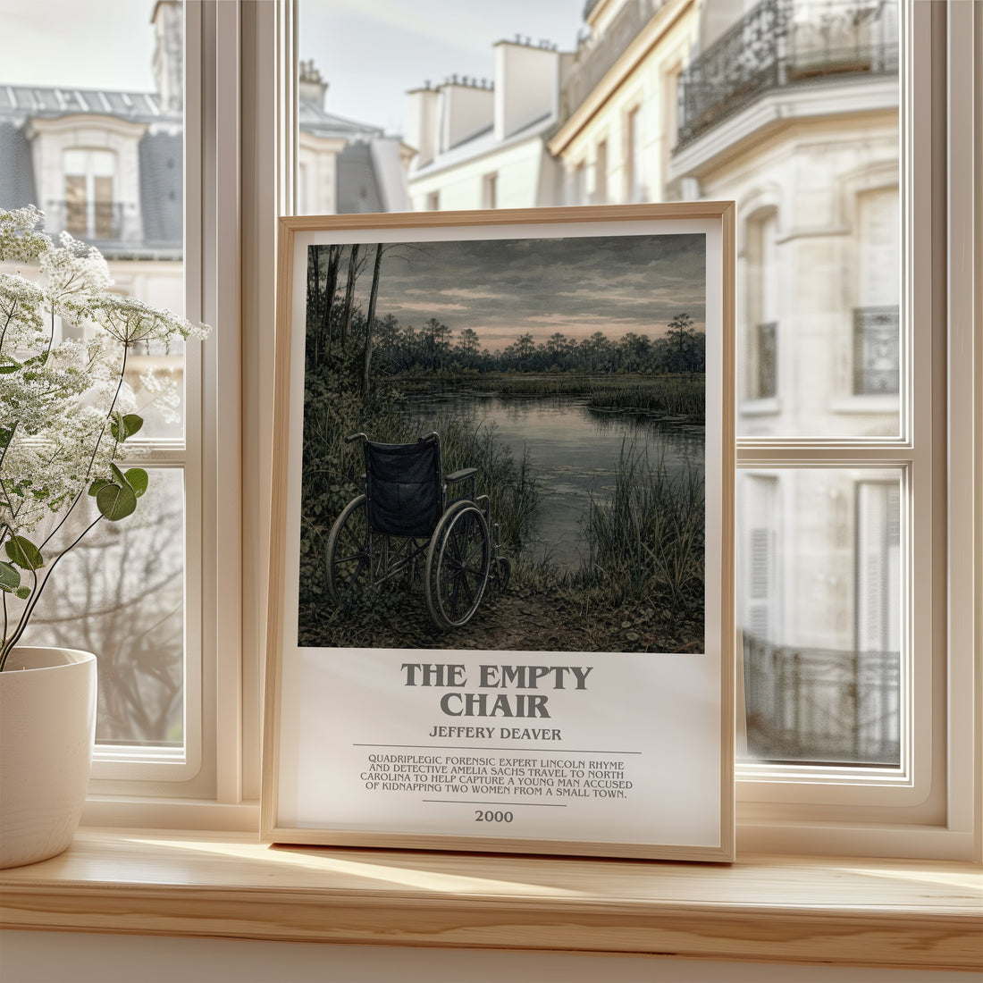 The Empty Chair bookish poster colour and style options – Jeffery Deaver book art