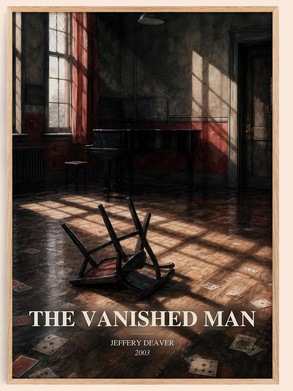The Vanished Man watercolour book poster by Jeffery Deaver – framed literary art print