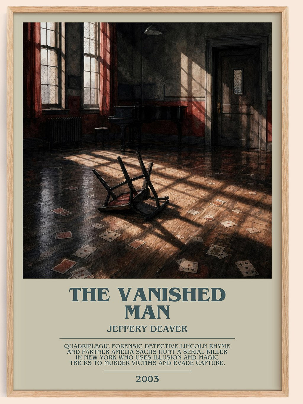 The Vanished Man bookish book poster by Jeffery Deaver – framed literary art print