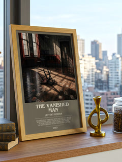 The Vanished Man bookish print framed by window – literary home decor
