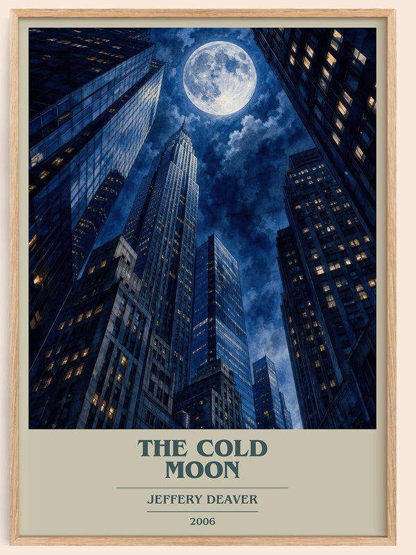 The Cold Moon book cover book poster by Jeffery Deaver – framed literary art print
