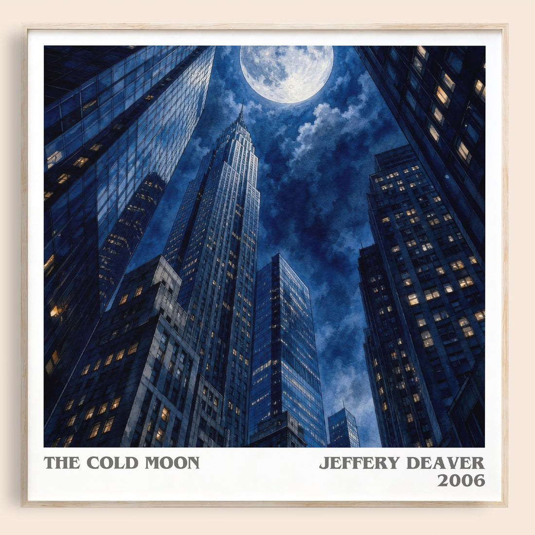 The Cold Moon literary book poster by Jeffery Deaver – framed literary art print