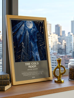 The Cold Moon bookish print framed by window – literary home decor