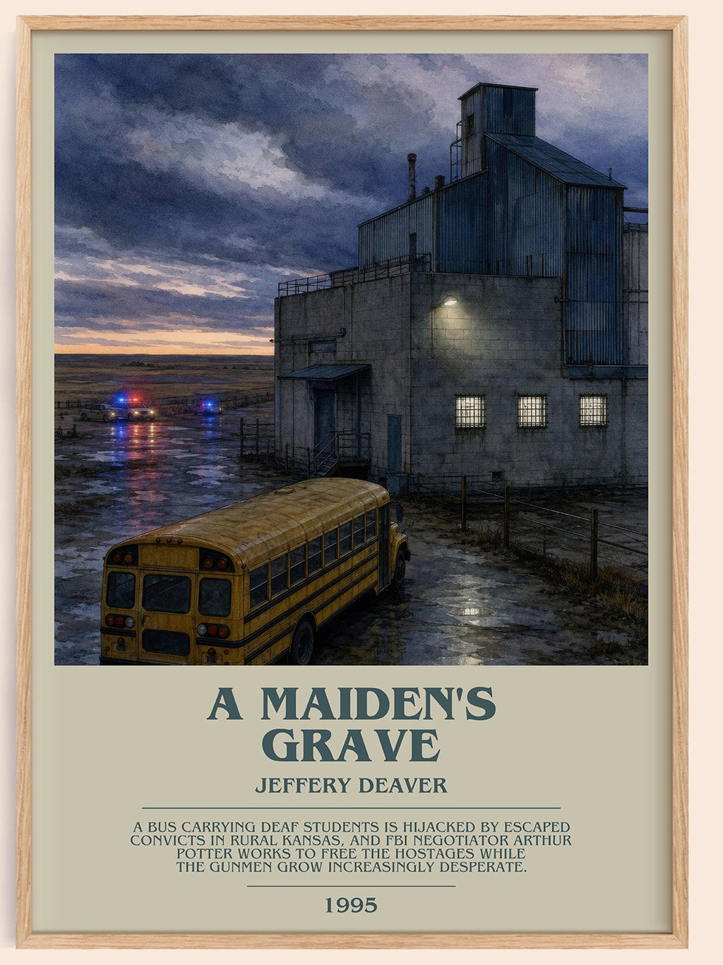 A Maiden's Grave bookish book poster by Jeffery Deaver – framed literary art print