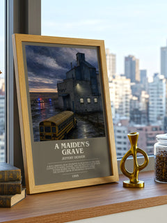 A Maiden's Grave bookish print framed by window – literary home decor