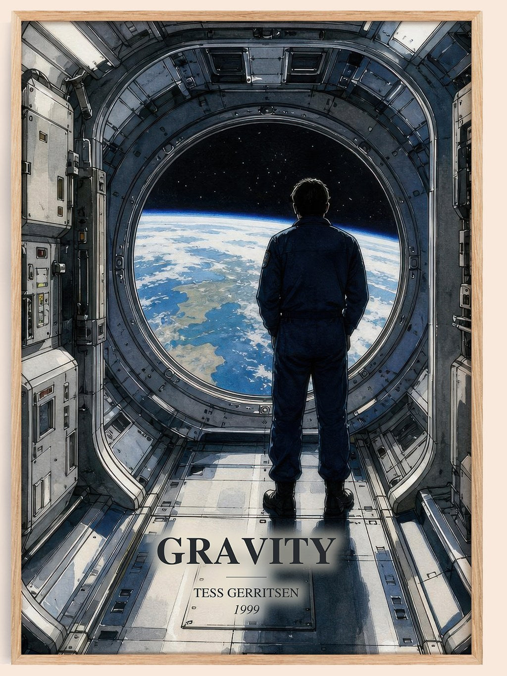 Gravity watercolour book poster by Tess Gerritsen – framed literary art print