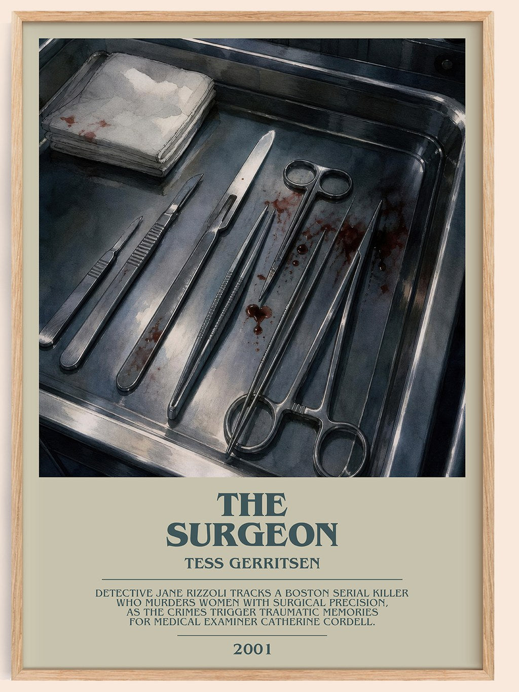 The Surgeon bookish book poster by Tess Gerritsen – framed literary art print