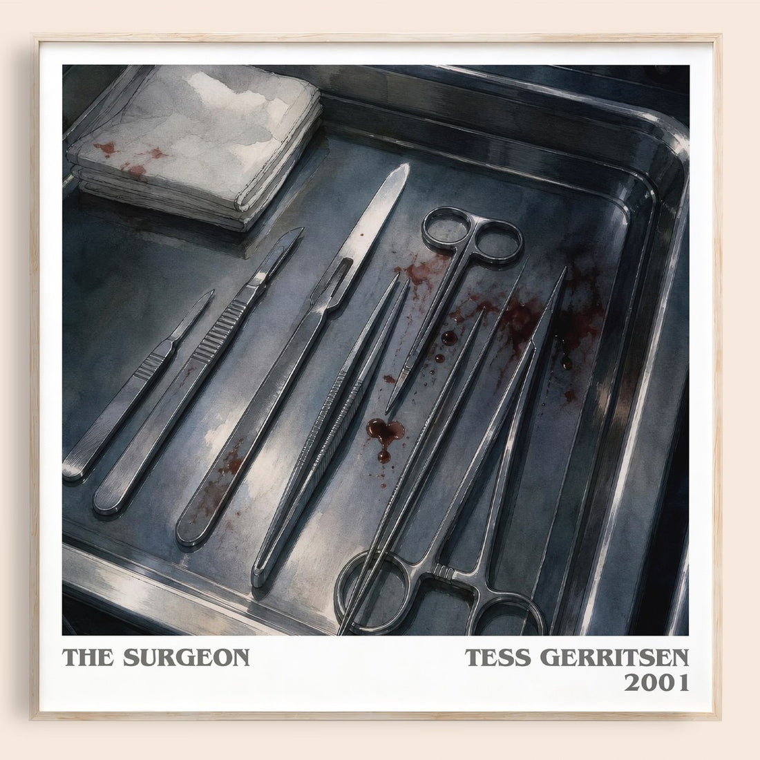 The Surgeon literary book poster by Tess Gerritsen – framed literary art print