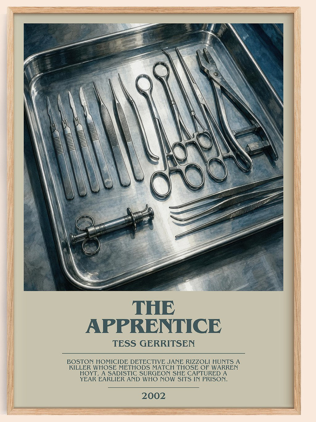 The Apprentice bookish book poster by Tess Gerritsen – framed literary art print