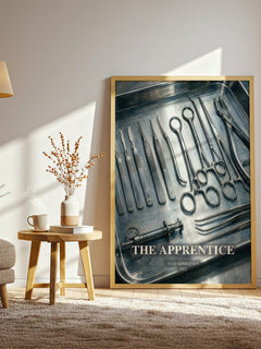The Apprentice Book Watercolour Illustration by Tess Gerritsen – framed print in a lamp-lit living room