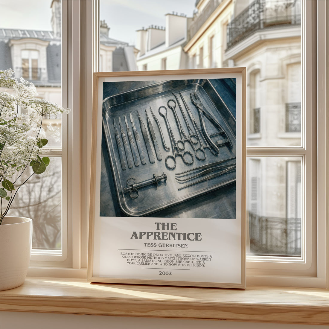 The Apprentice bookish poster colour and style options – Tess Gerritsen book art