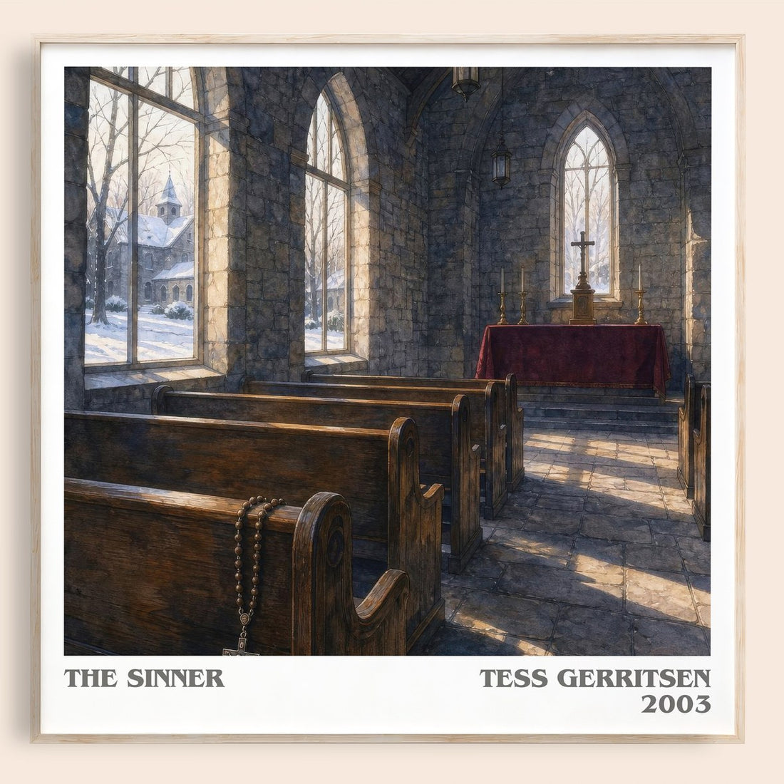 The Sinner literary book poster by Tess Gerritsen – framed literary art print