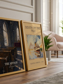 The Sinner watercolour print framed by window – literary home decor
