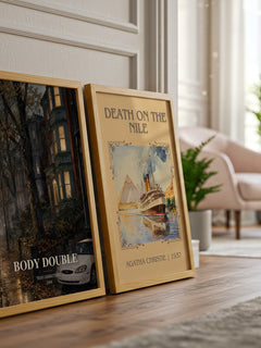 Body Double watercolour print framed by window – literary home decor