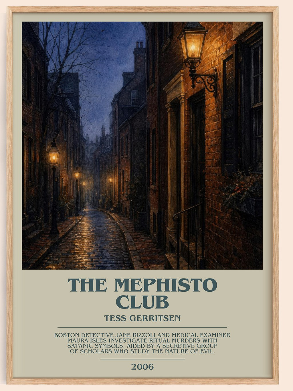 The Mephisto Club bookish book poster by Tess Gerritsen – framed literary art print