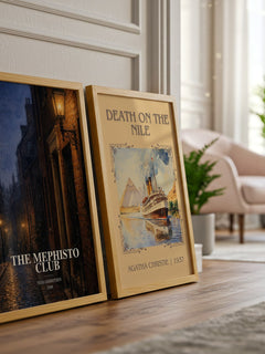 The Mephisto Club watercolour print framed by window – literary home decor