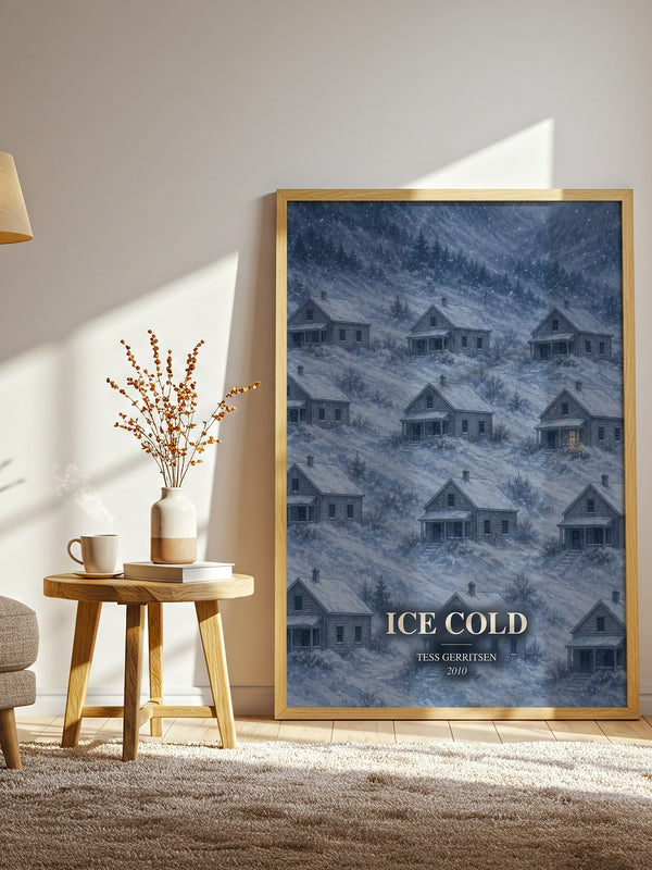 Ice Cold watercolour print in frame leaning in hallway – thriller wall art