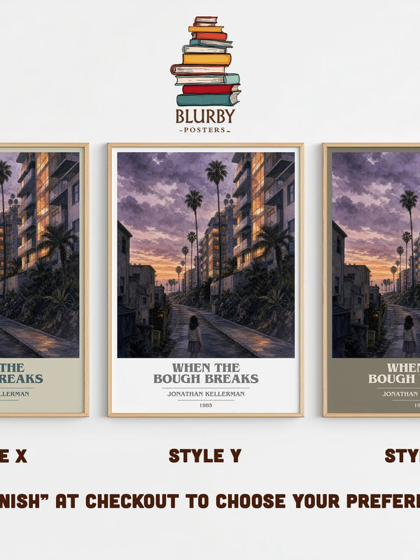 When the Bough Breaks book cover print in frame leaning in hallway – thriller wall art