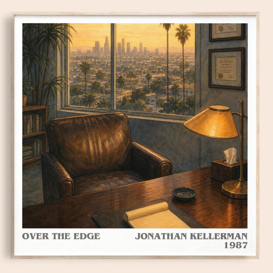 Over the Edge literary book poster by Jonathan Kellerman – framed literary art print