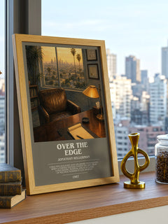 Over the Edge bookish print framed by window – literary home decor
