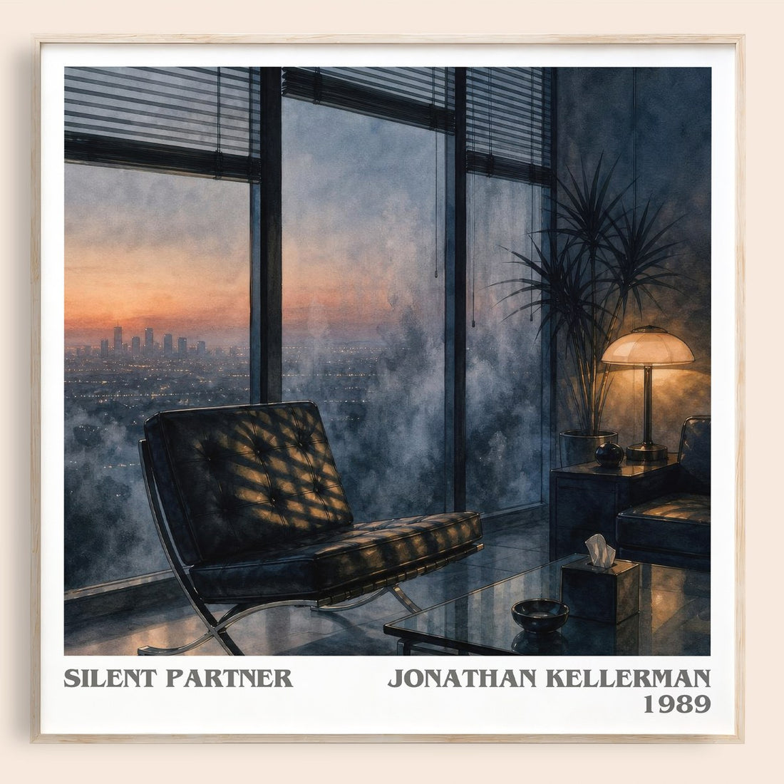 Silent Partner literary book poster by Jonathan Kellerman – framed literary art print