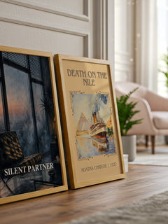 Silent Partner watercolour print framed by window – literary home decor