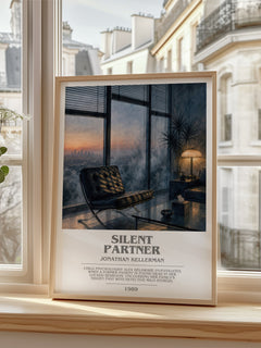Silent Partner bookish poster colour and style options – Jonathan Kellerman book art