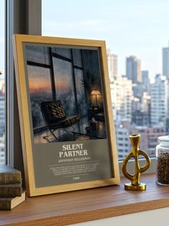 Silent Partner bookish print framed by window – literary home decor