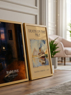Bad Love watercolour print framed by window – literary home decor