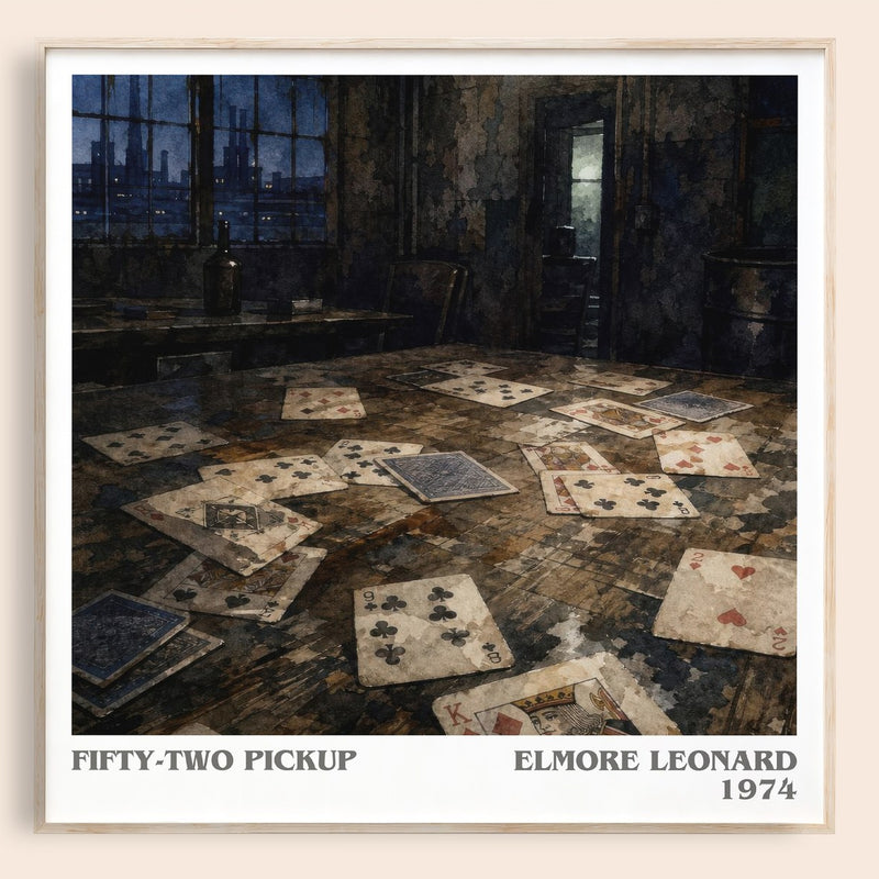 Fifty-Two Pickup literary book poster by Elmore Leonard – framed literary art print
