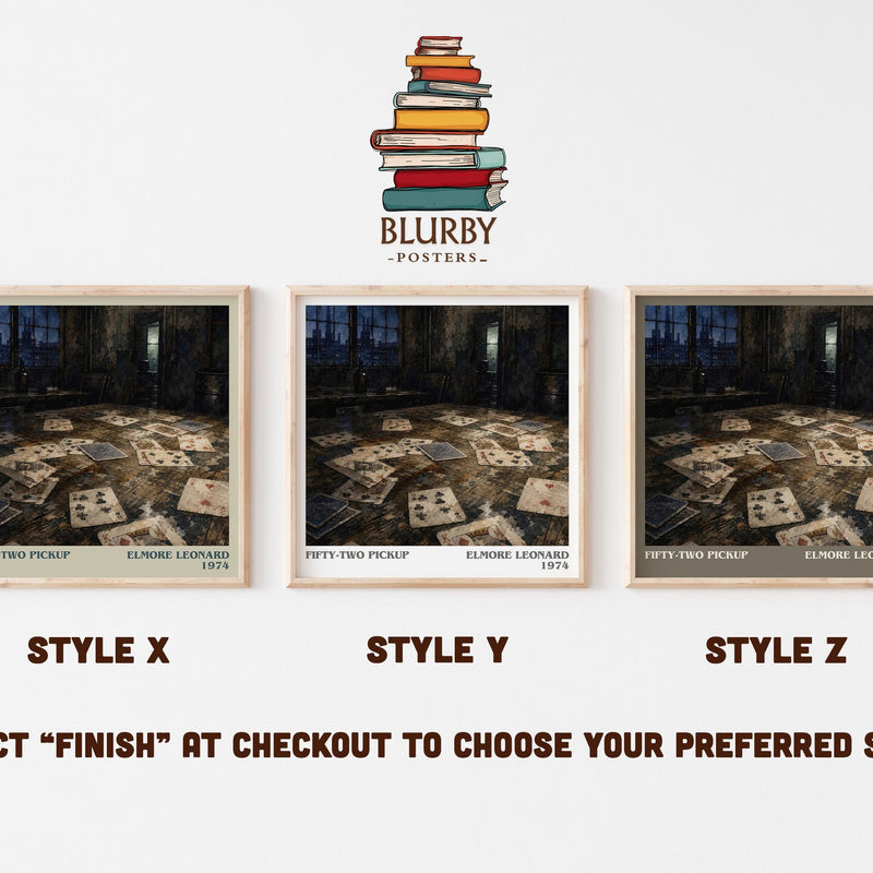 Fifty-Two Pickup literary print in frame leaning in hallway – crime wall art